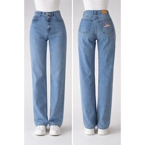 Vintage Lawman High Waisted Western Jeans Medium Wash Straight Leg